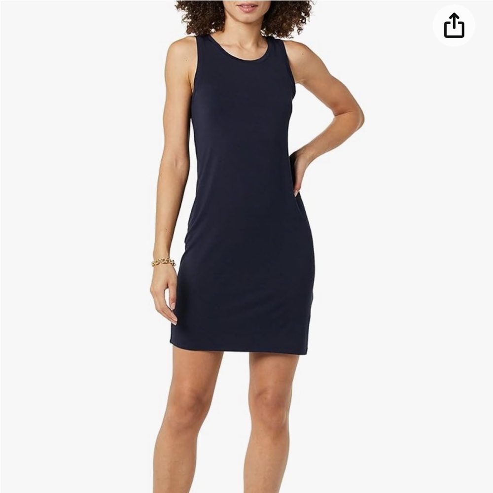 Old Navy Navy Blue Light Weight Jersey Stretch Slim Fit Tank Mini Dress, XSP